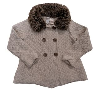 Cozy Kids' Double-Breasted Jacket with Faux Fur Collar